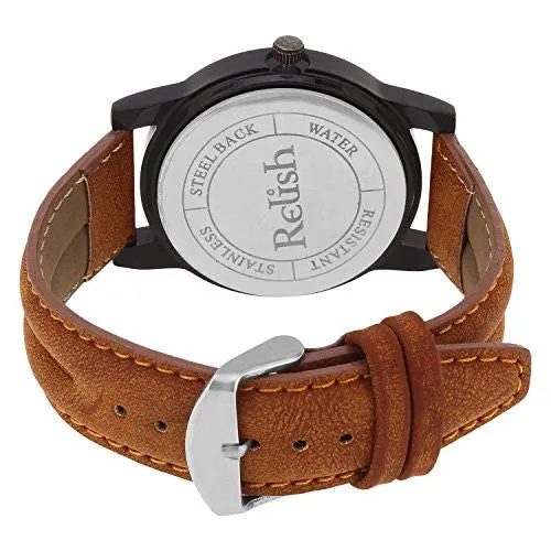 Relish Casual Analogue Tan Leather Strap Multicolour Dial Men's Watch RELISH-542