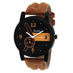 Relish Casual Analogue Tan Leather Strap Multicolour Dial Men's Watch RELISH-542