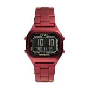 Retro Digital Pomegranate Red Stainless Steel Watch