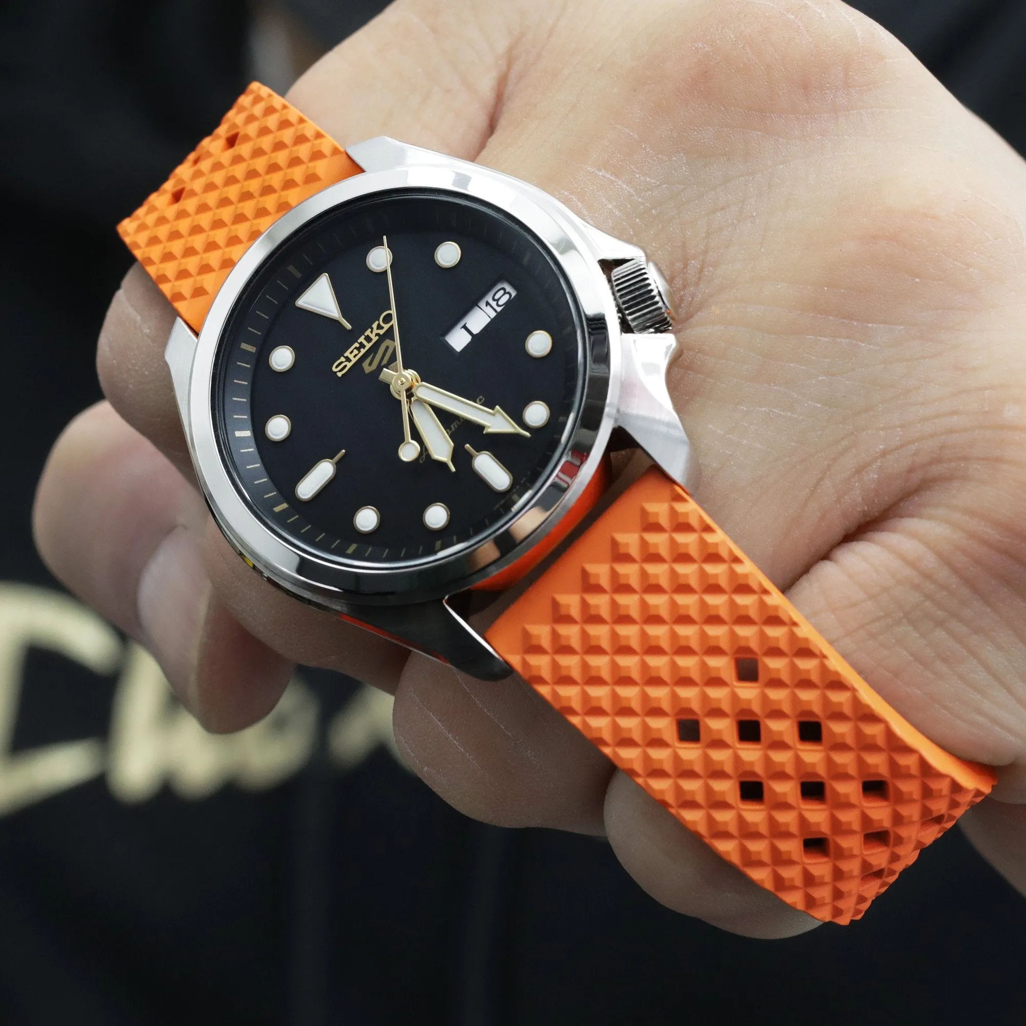 Rhombus Orange FKM Quick Release rubber watch strap, 20mm