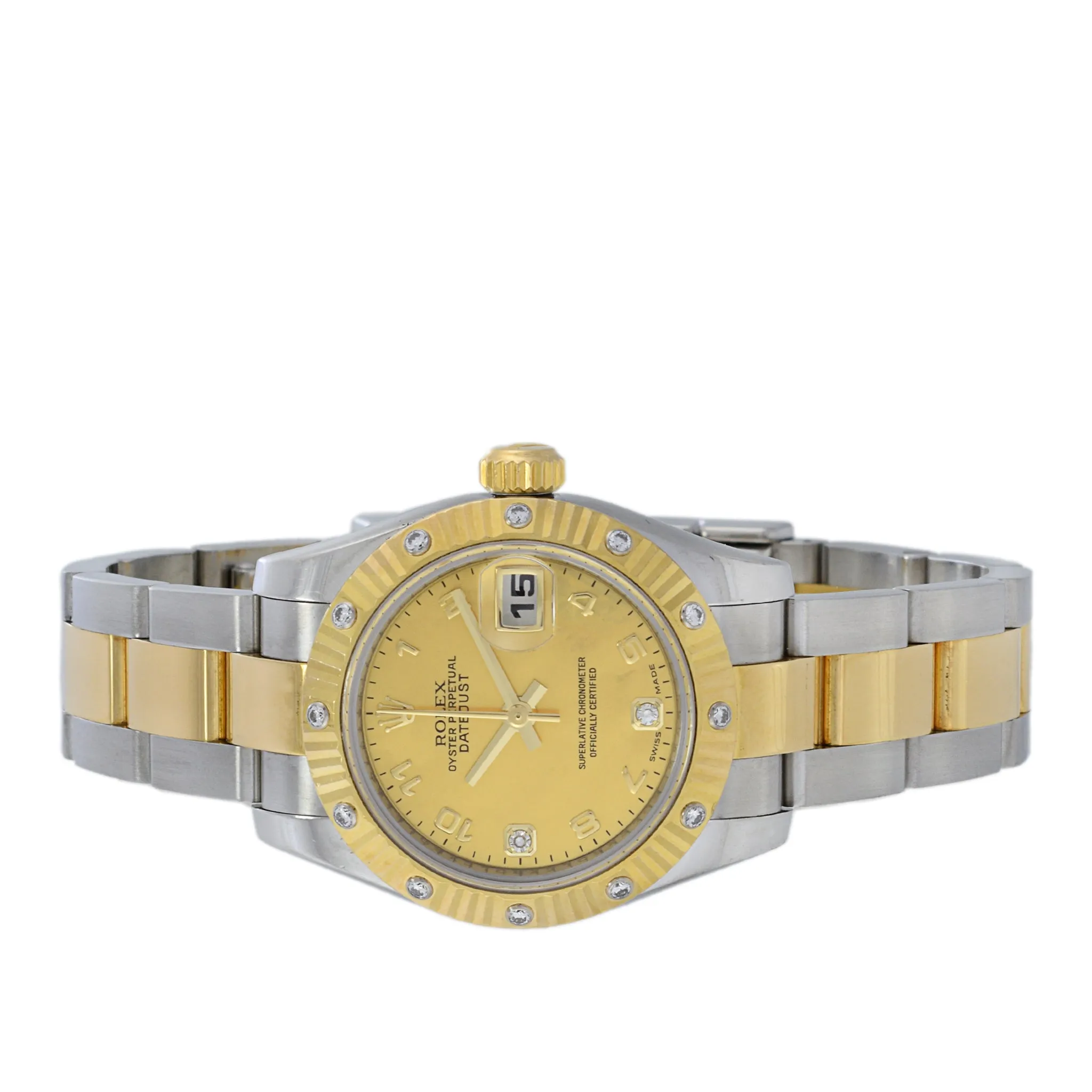 Rolex Lady Datejust 26mm Steel and 18K Yellow Gold Factory Set Diamond Bezel and Dial