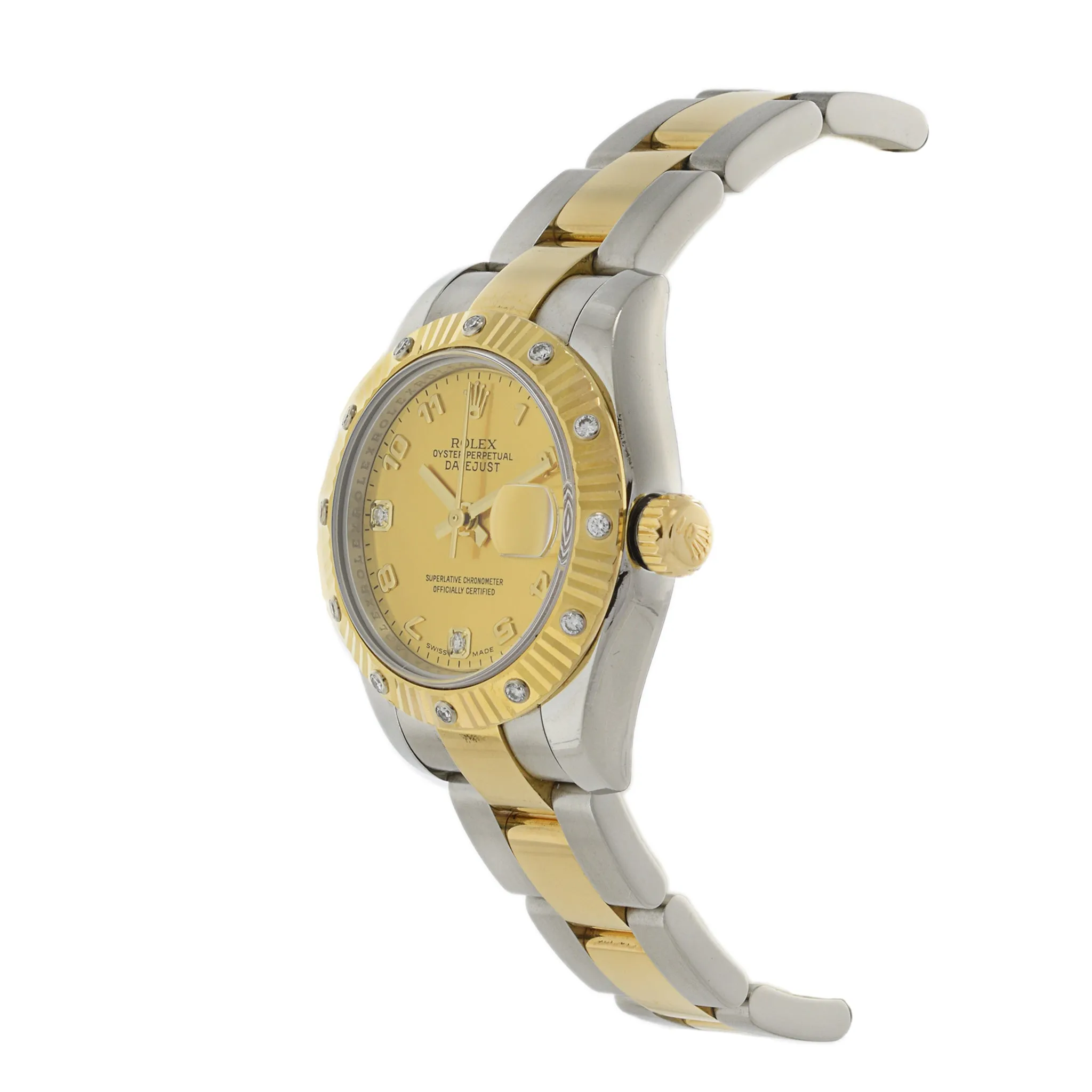 Rolex Lady Datejust 26mm Steel and 18K Yellow Gold Factory Set Diamond Bezel and Dial