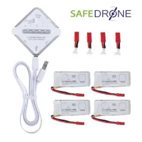 SAFEDrone™ Pack of 4 Spare Batteries with Charger