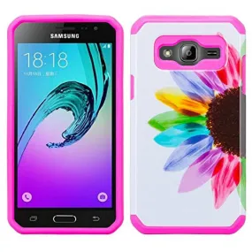 Samsung Galaxy J3 Case, J3V Case | Express Prime Case | Galaxy Sky Case | Amp Prime Case | Galaxy Sol Slim Hybrid Diamond Dual Layer[Shock Resistant] Case - Vivid Sunflower