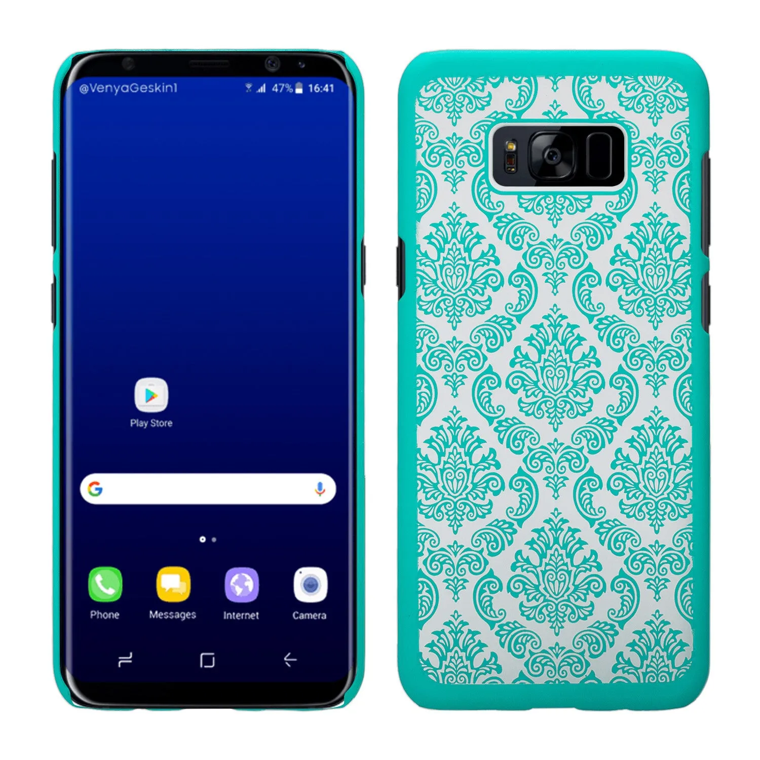 Samsung Galaxy S8 Plus Case, Ultra Slim Damask Vintage Case Cover for Galaxy S8 Plus - Teal