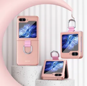 Samsung Galaxy Z Flip 5 Case Cover | Hard PC Phone Case with Ring Holder  | Pink