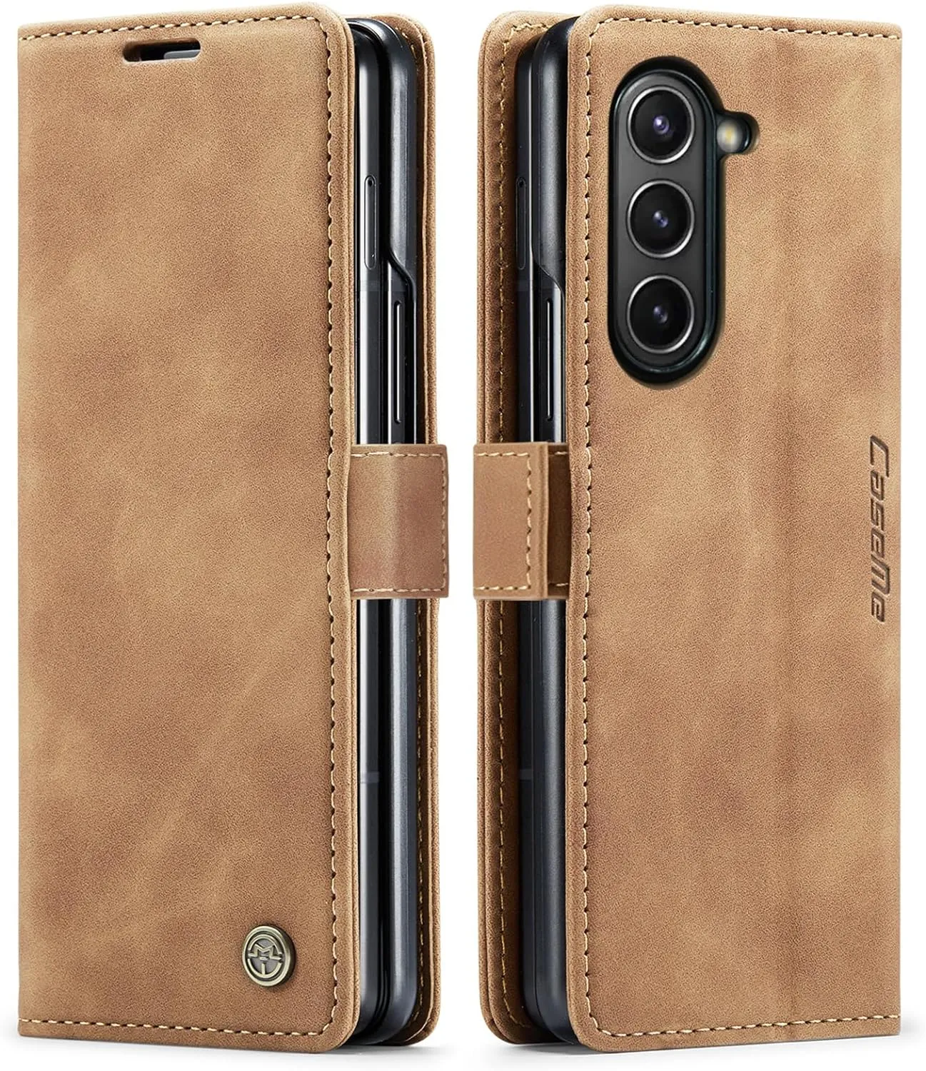 Samsung Galaxy Z Fold 5 Classic Design Leather Flip Card Holder Slot Shockproof Protective Cover