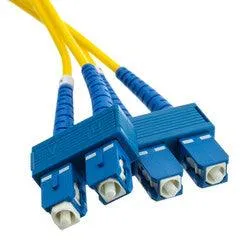 SC Duplex Fiber Optic Patch Cable, OS2 9/125 Singlemode, Yellow Jacket, Blue Connector, 10 meter (33 foot)