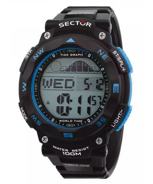 Sector EX-35 Digital Black Dial Quartz R3251534002 100M Mens Watch