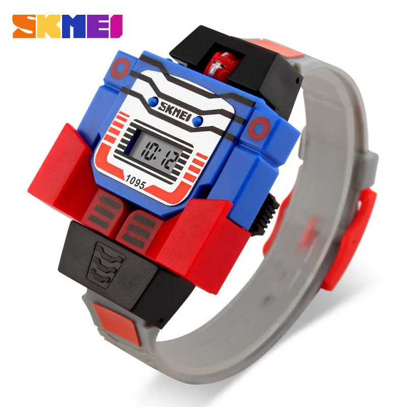 SKMEI Kids LED Digital Children Watch Cartoon Sports Watches Relogio Relojes Robot Transformation Toys Boys Wristwatches