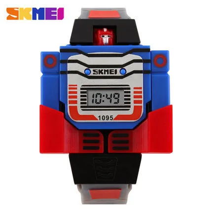 SKMEI Kids LED Digital Children Watch Cartoon Sports Watches Relogio Relojes Robot Transformation Toys Boys Wristwatches