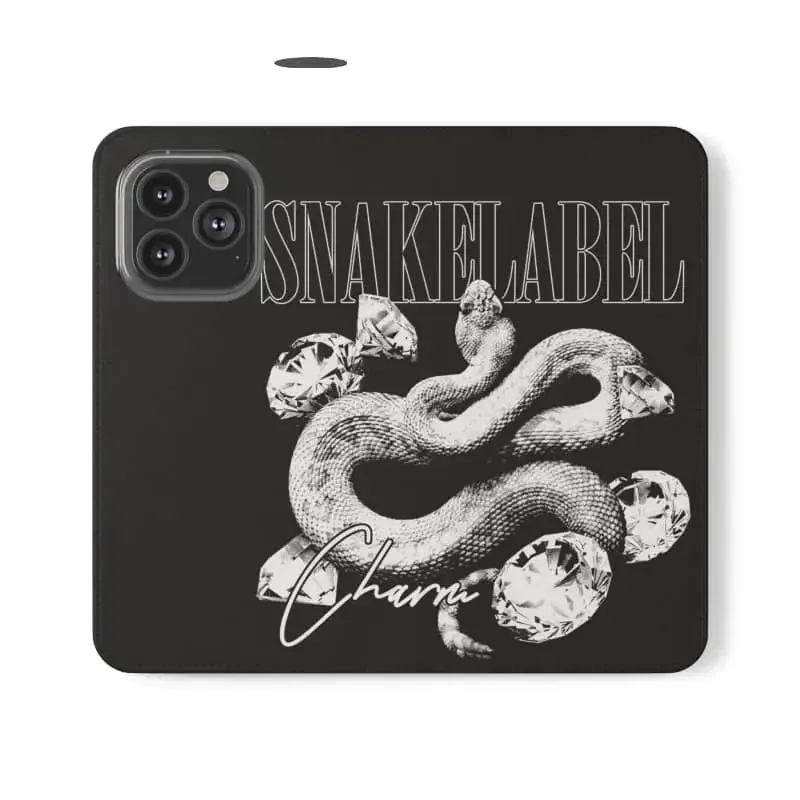 Snake Flip Cases with Built-In Stand, Vegan Leather Design & Card Slots