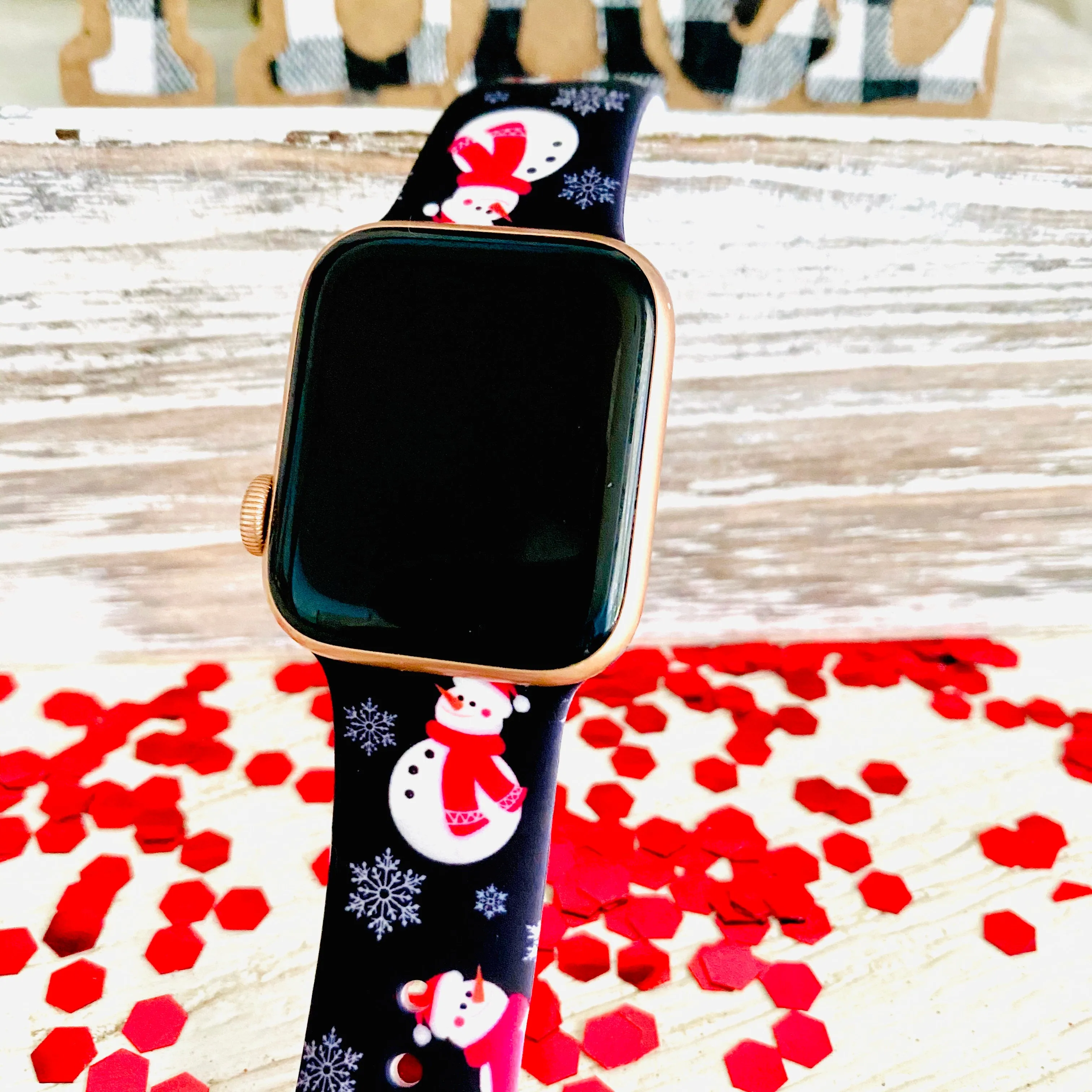 Snowman Print Silicone Band For Apple Watch