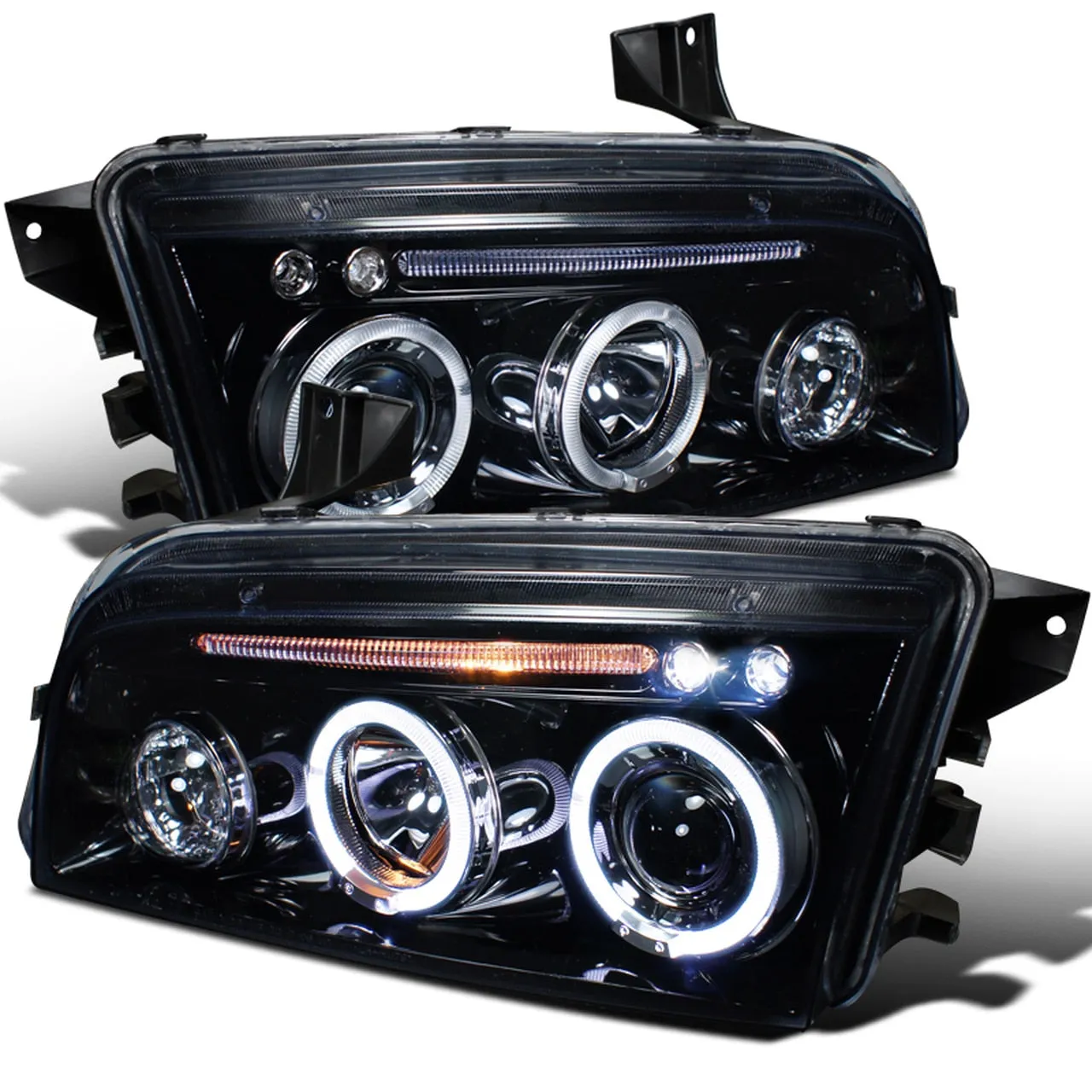 Spec-D Projector Headlights Dodge Charger (05-10) LED Halo - Black or Chrome