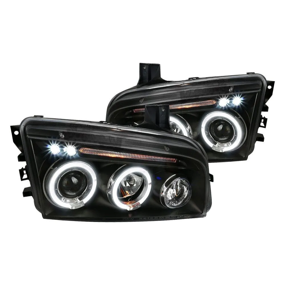 Spec-D Projector Headlights Dodge Charger (05-10) LED Halo - Black or Chrome