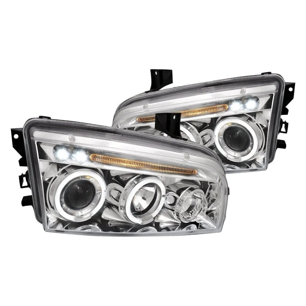 Spec-D Projector Headlights Dodge Charger (05-10) LED Halo - Black or Chrome