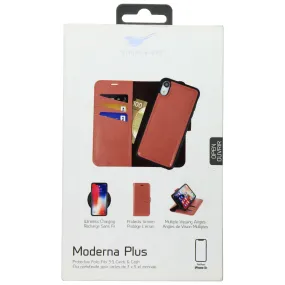 StrongNFree Moderna Plus Series 2-in-1 Wallet Case for iPhone XR - Dusty Red