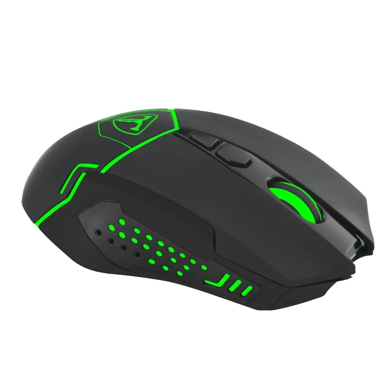 T-Dagger Aircraftman 2400Dpi 8 Button|Ambi-Design|Green Backlit Gaming Mouse - Black