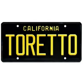 The Fast and the Furious Dodge Charger TORETTO Metal Stamped Vanity License Plate