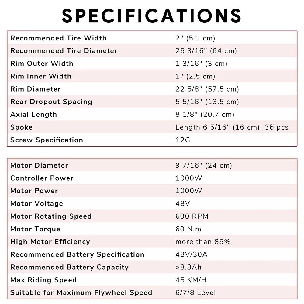 TheLAShop 1000W eBike Kit 48V Electric Bike Conversion 26x1.75in