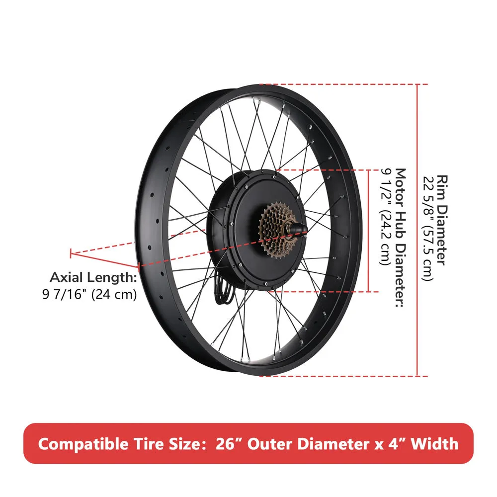 TheLAShop 48v 1000W 26in Rear Fat Tire Electric Bicycle E-Bike Motor Kit