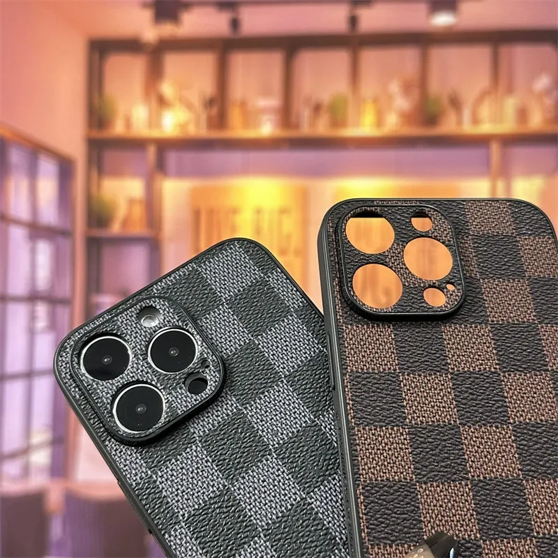 Tonggu Luxury Chessboard Grid for Iphone15promax Phone Case Apple 14pro Fancy 13promax Drop-Resistant Iphone12 Sets 11 Couple from a Famous Brand New 15P Leather Men and Women