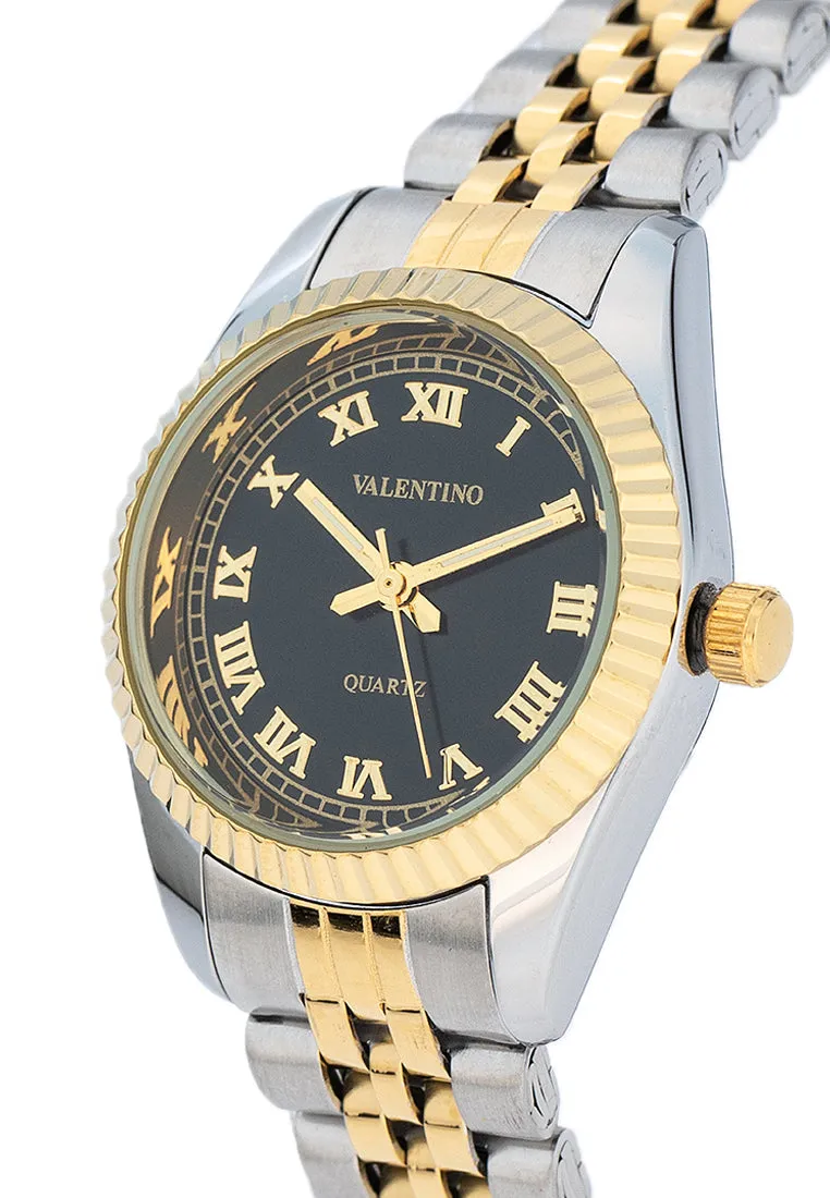 Valentino 20122403-TWO TONE-BLACK DIAL Stainless Steel Strap Analog Watch for Women