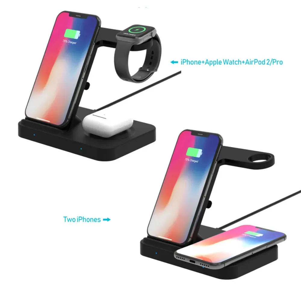 Vibe Geeks 3-in-1 Qi Enabled Wireless Charging Station for Samsung and Apple Devices