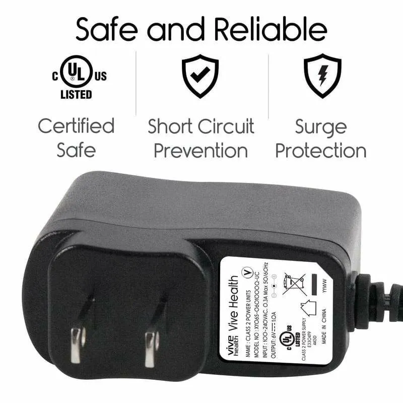 Vive Health Precision 6V Power Adapter - Black