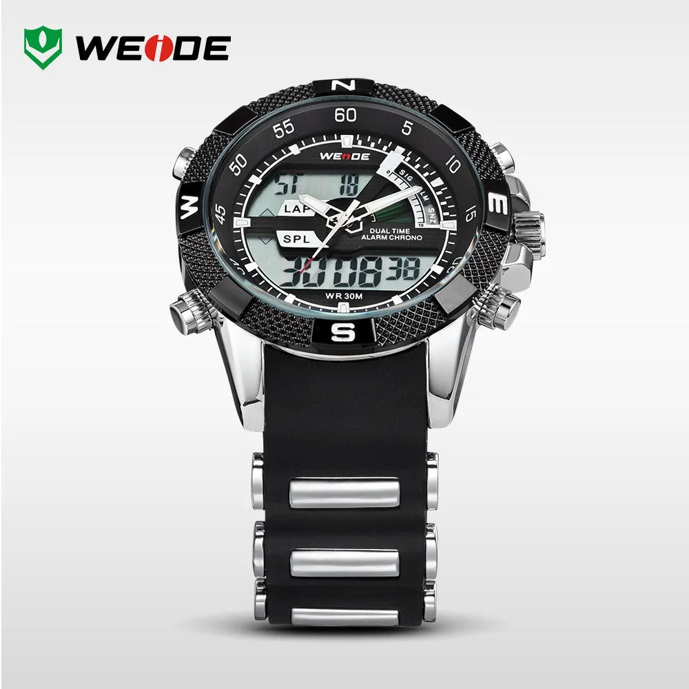 WEIDE Watches Men Luxury Brand Famous Logo Military LCD Luminous Analog Digital Date Week Alarm Display