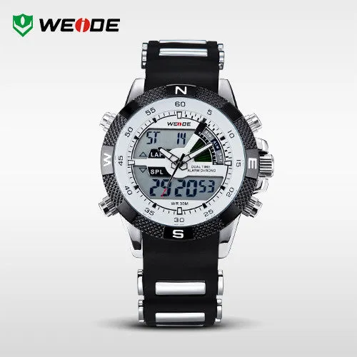 WEIDE Watches Men Luxury Brand Famous Logo Military LCD Luminous Analog Digital Date Week Alarm Display