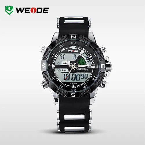 WEIDE Watches Men Luxury Brand Famous Logo Military LCD Luminous Analog Digital Date Week Alarm Display