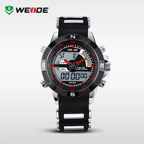 WEIDE Watches Men Luxury Brand Famous Logo Military LCD Luminous Analog Digital Date Week Alarm Display