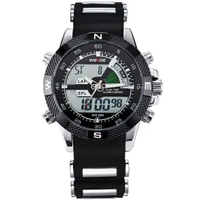 WEIDE Watches Men Luxury Brand Famous Logo Military LCD Luminous Analog Digital Date Week Alarm Display