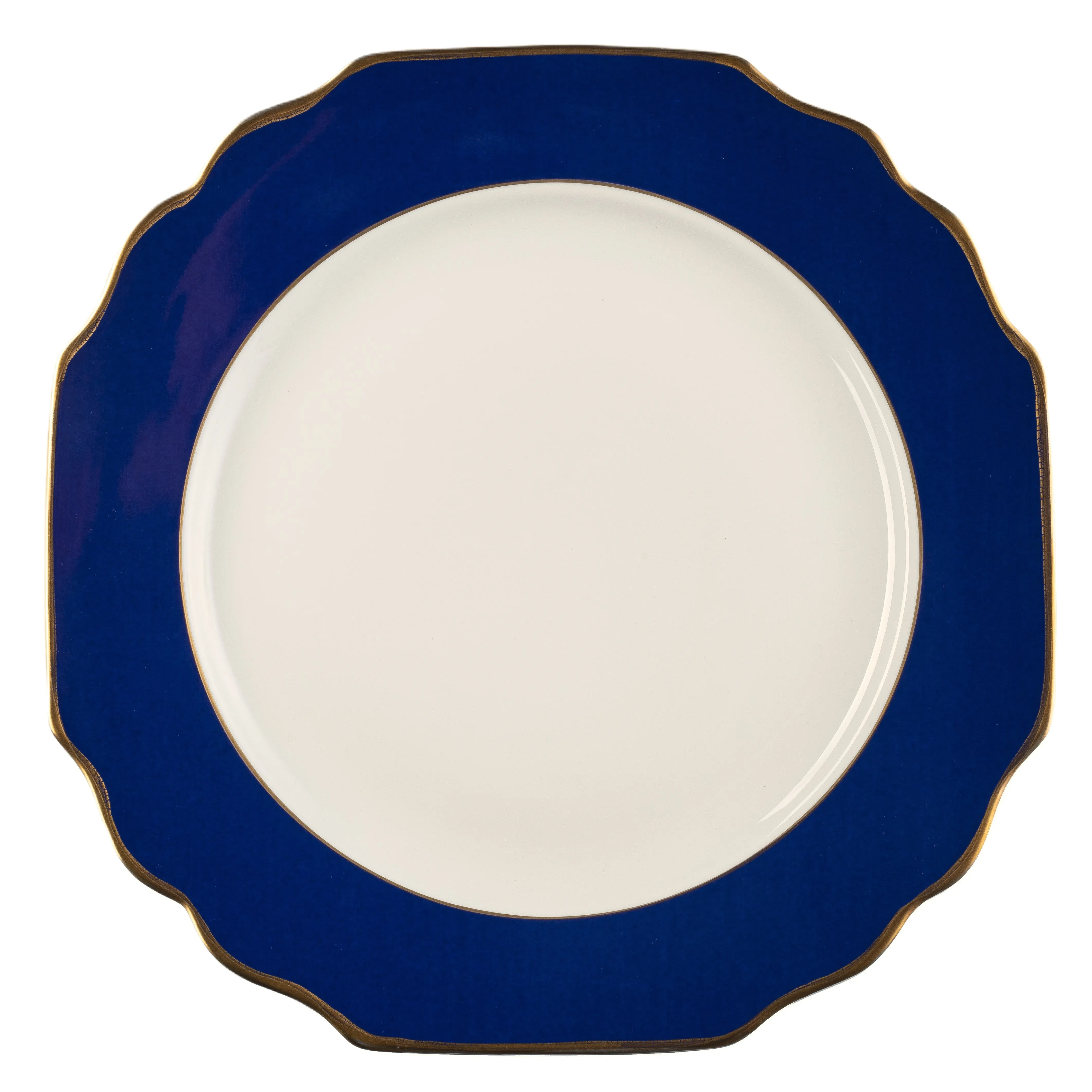 White Georgian ColorSheen Navy-Blue - Gold Banding - Charger Plate