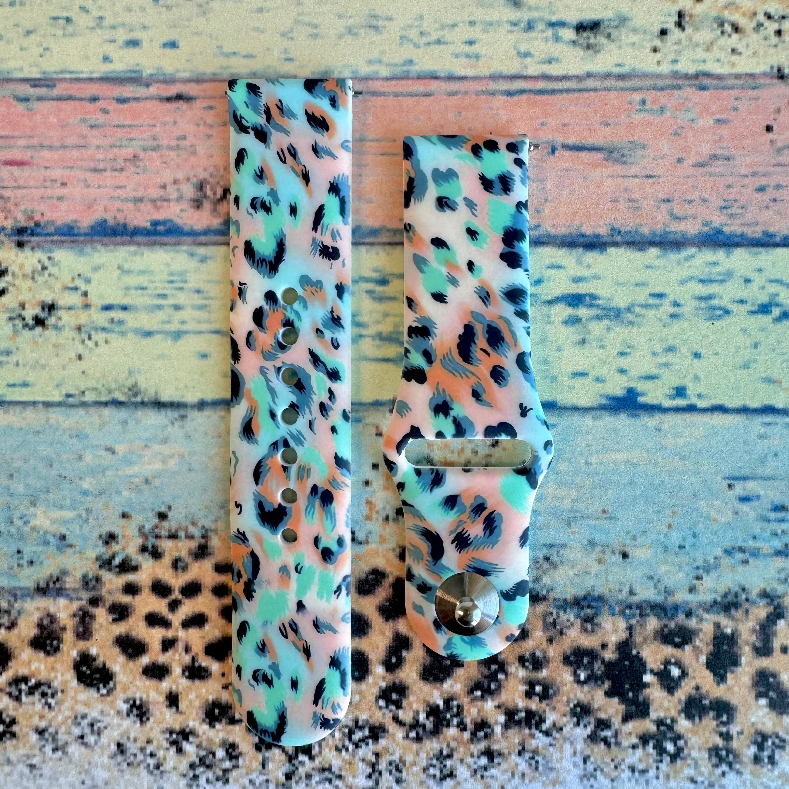 Wild Turquoise Leopard Print Silicone Band For Samsung Watch