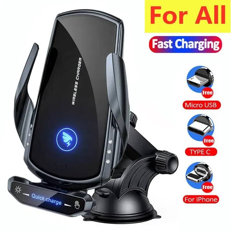 Wireless Charger Car Phone Holder Stand 15W Fast Charging Station For iPhone Xiaomi Samsung Huawei Magnetic Wireless Car Charger