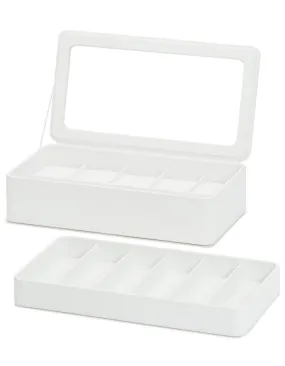 WOLF Smart Storage 6 Piece Watch Box - Strap Tray - White - Charging Station