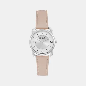 Women Silver Analog Leather Watch WW00021014L1