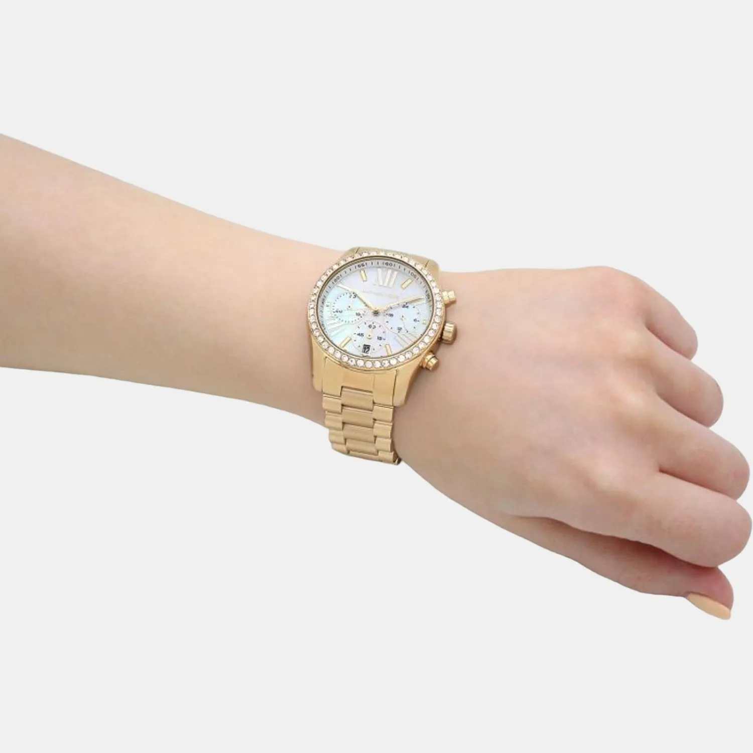 Women's White Stainless Steel Chronograph Watch MK7241