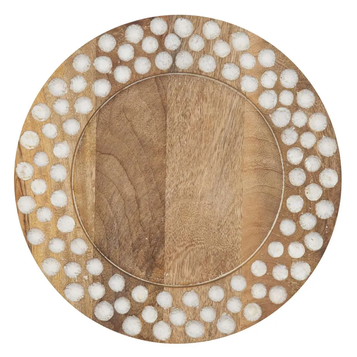 Wood Charger Plates with Dot Design - Set of 4