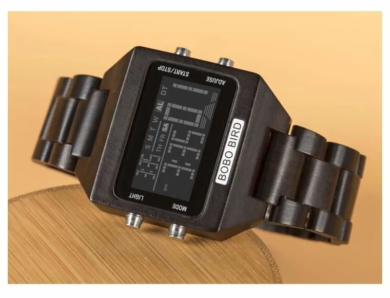 Wooden Watch with LED Digital For Men and Women