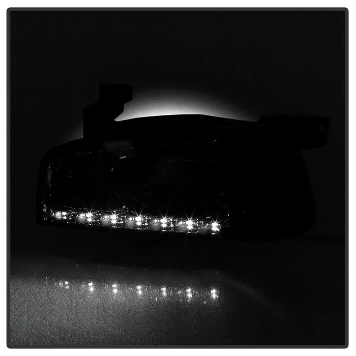 Xtune Crystal Headlights Dodge Charger (06-10) [w/ LED DRL Lights] Black / Chrome / Smoke w/ Amber Turn Signal Light