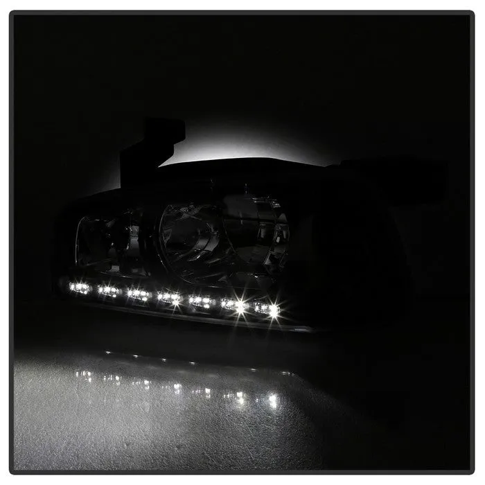 Xtune Crystal Headlights Dodge Charger (06-10) [w/ LED DRL Lights] Black / Chrome / Smoke w/ Amber Turn Signal Light