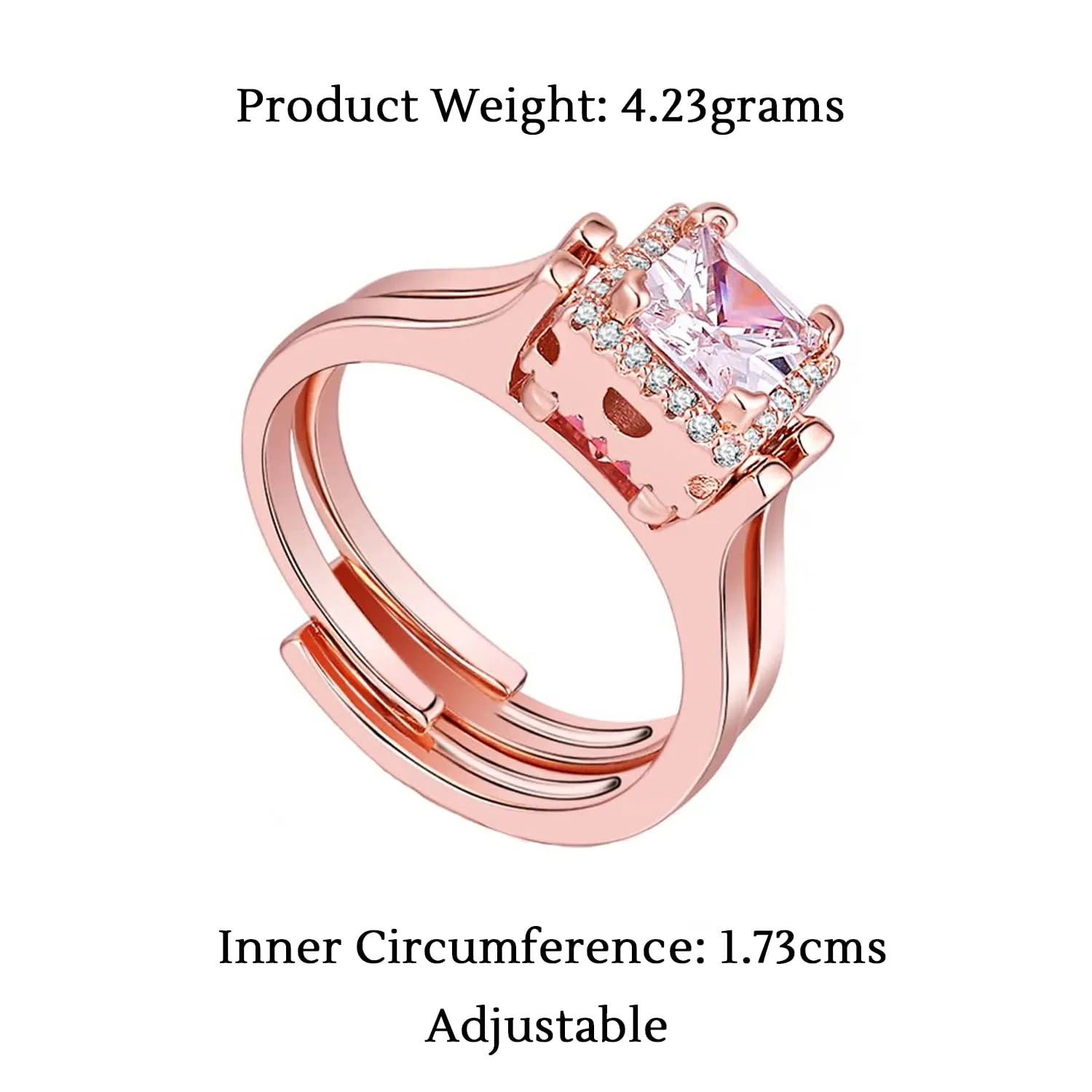 Yellow Chimes Rings for Women & Girls Dual Flip Rose Gold Ring | Adjustable Crystal Rings | Square Shaped Crystal Ring for Women | Birthday Gift for girls & women Anniversary Gift for Wife